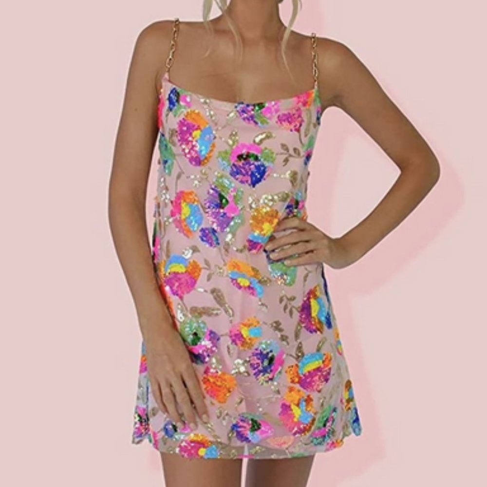 Pink Sequin Gold Chain Dress (Taylor Swift Eras Tour)